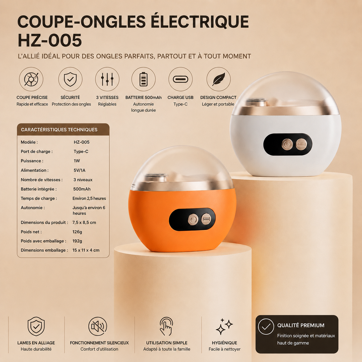 Coupe Ongles électronique,rechargeables